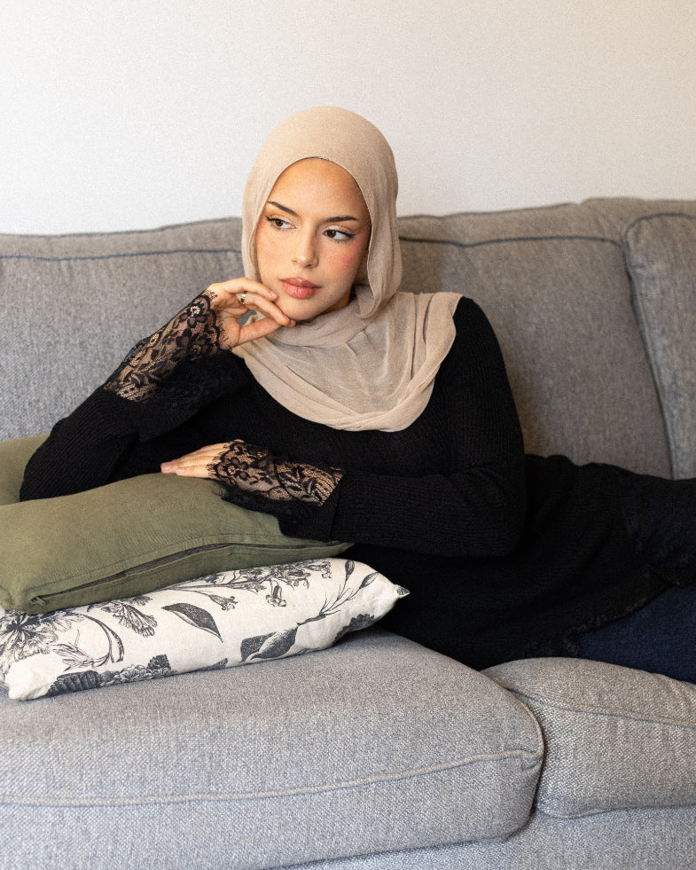 Black Lace Hem Blouse